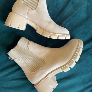 Beige Lug Sole Boots